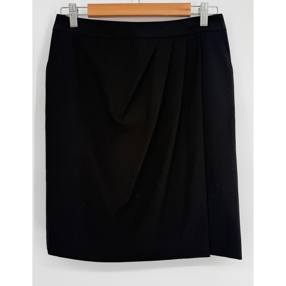 Calvin Klein Womens Black Draped Pleat Stretch Pencil Skirt Business Sz‎ 4